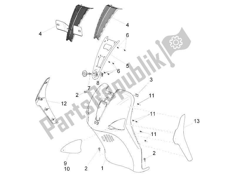 Todas las partes para Escudo Delantero de Piaggio Liberty 150 4T 2V IE E3 Vietnam 2011