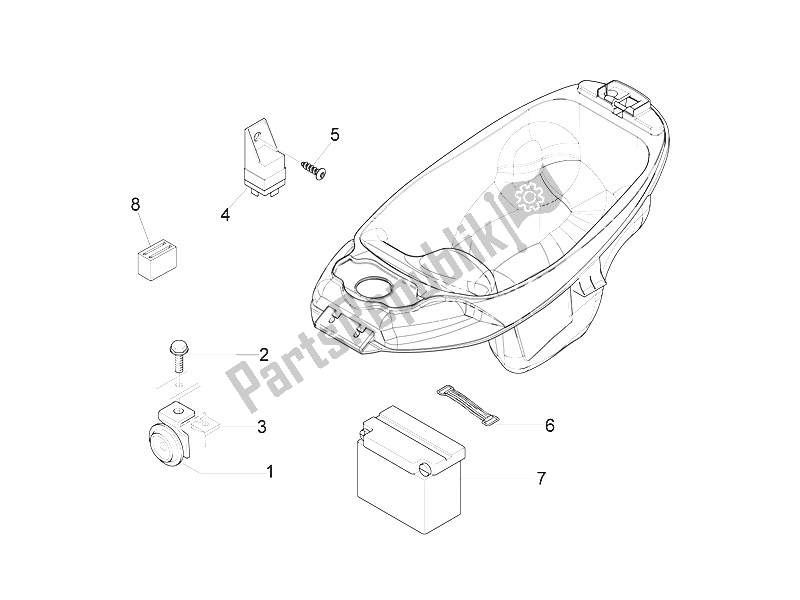 Toutes les pièces pour le Télécommandes - Batterie - Klaxon du Piaggio Liberty 150 4T 2V IE E3 Vietnam 2011