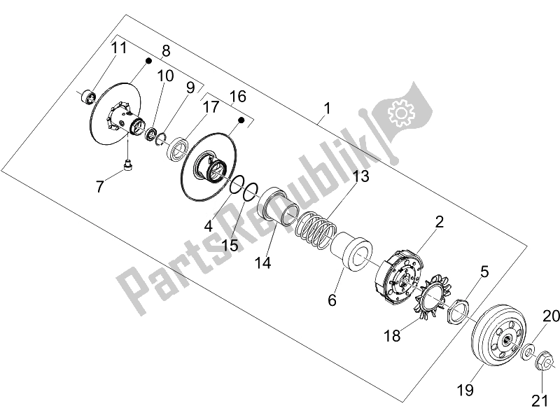 Toutes les pièces pour le Poulie Menée du Piaggio X EVO 250 Euro 3 2007