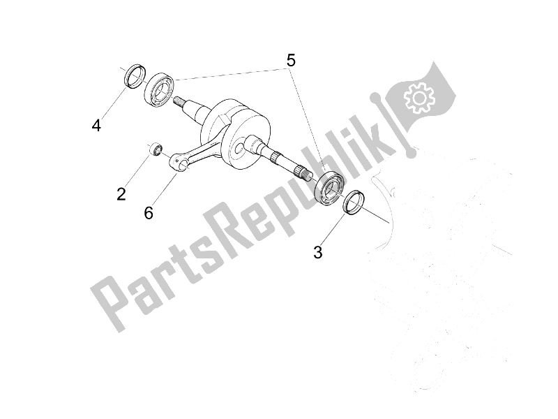 All parts for the Crankshaft of the Piaggio NRG Power Pure JET 50 2005