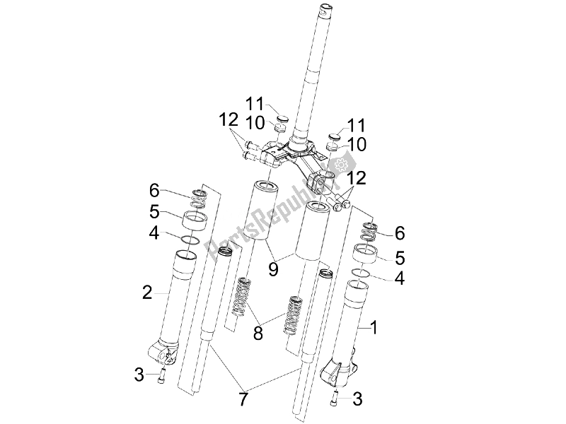 Toutes les pièces pour le Composants De La Fourche (escortes) du Piaggio Liberty 50 2T UK 2007