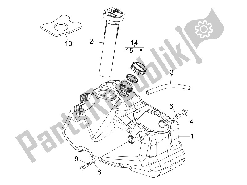 All parts for the Fuel Tank of the Piaggio X EVO 400 Euro 3 2007