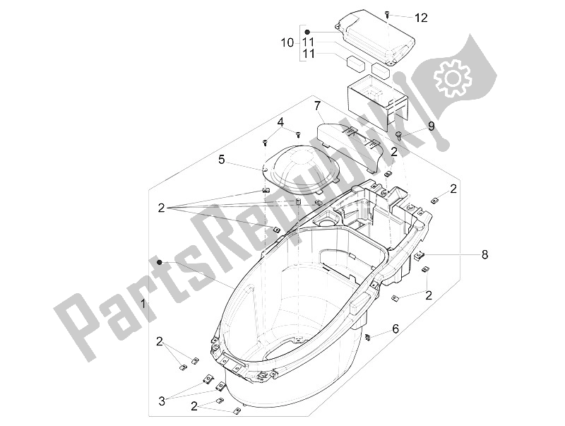 All parts for the Helmet Huosing - Undersaddle of the Piaggio NRG Power DD H2O CH 50 2011