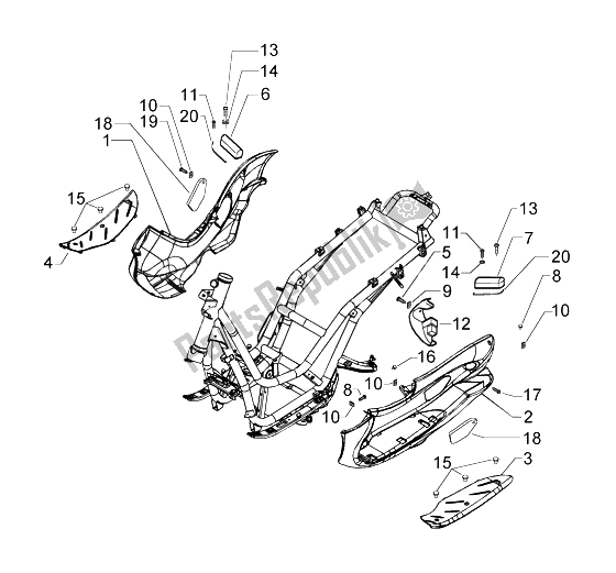 Toutes les pièces pour le Repose-pied Passager du Piaggio Beverly 500 2003