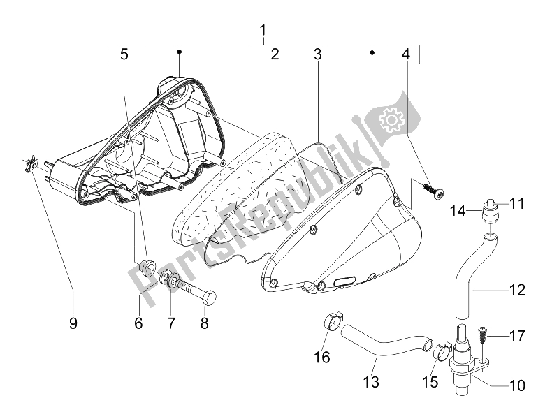 All parts for the Air Filter of the Piaggio Liberty 200 4T E3 2006