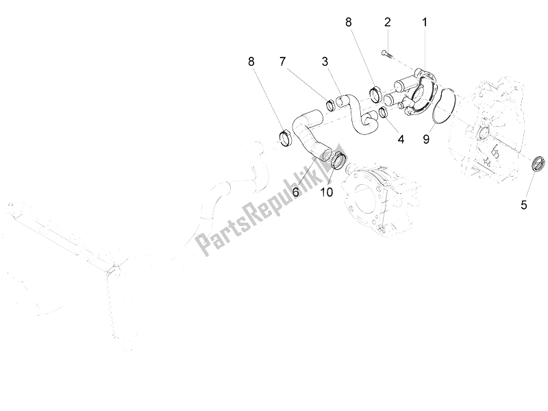 Toutes les pièces pour le Pompe De Refroidissement du Piaggio X 10 125 4T 4V I E E3 2012