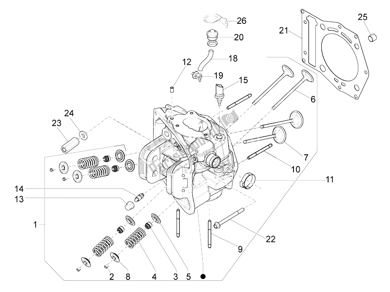 All parts for the Head Unit - Valve of the Piaggio Beverly 500 Cruiser E3 2007