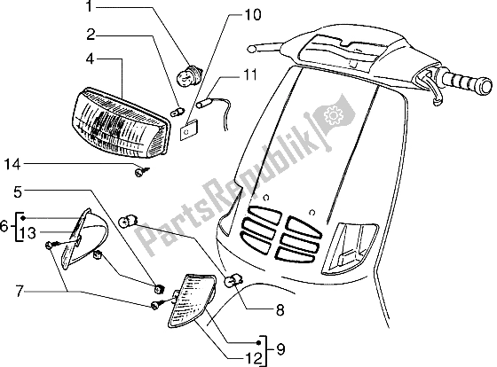 Todas las partes para Lámpara De Cabeza de Piaggio ZIP RST 50 1996