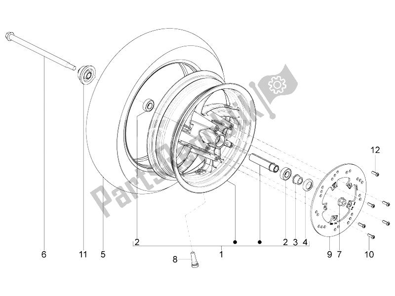 Tutte le parti per il Ruota Anteriore del Piaggio Typhoon 125 4T 2V E3 2010