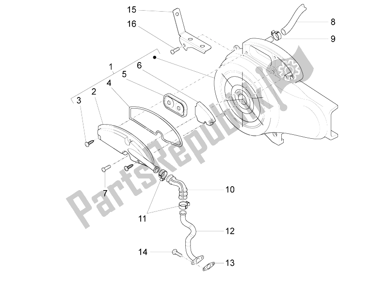 Wszystkie części do Komora Powietrza Wtórnego Piaggio FLY 50 4T 4V USA 1 2014