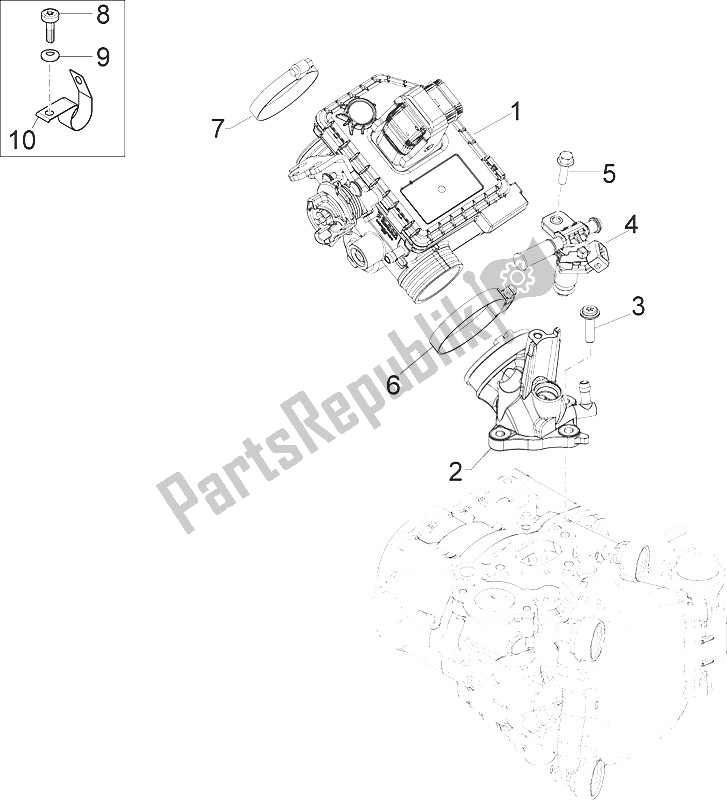 Toutes les pièces pour le Corps De Papillon - Injecteur - Tuyau Union du Piaggio MP3 125 Yourban ERL 2011