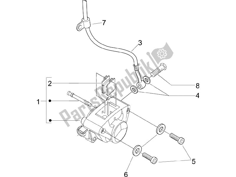 All parts for the Brakes Pipes - Calipers of the Piaggio Liberty 50 4T Sport 2007