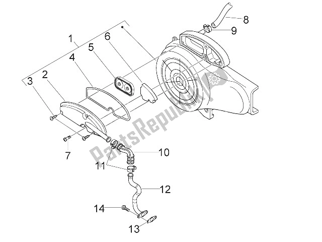 All parts for the Secondary Air Box of the Piaggio FLY 50 4T 4V USA 2011