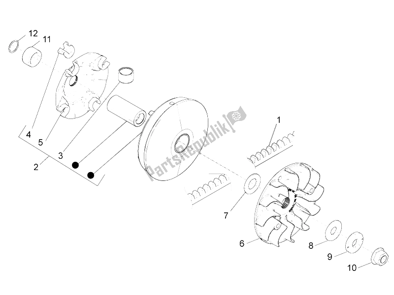Toutes les pièces pour le Poulie Motrice du Piaggio BV 350 4T 4V IE E3 ABS USA 2015 Toutes les pièces pour le Poulie Motrice du Piaggio BV 350 4T 4V IE E3 ABS USA 2015