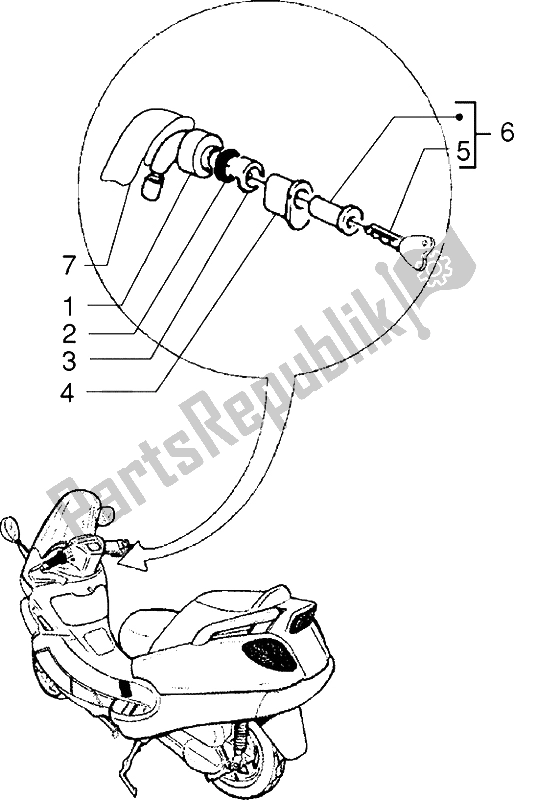 All parts for the Key Operated Switch of the Piaggio X9 125 2000