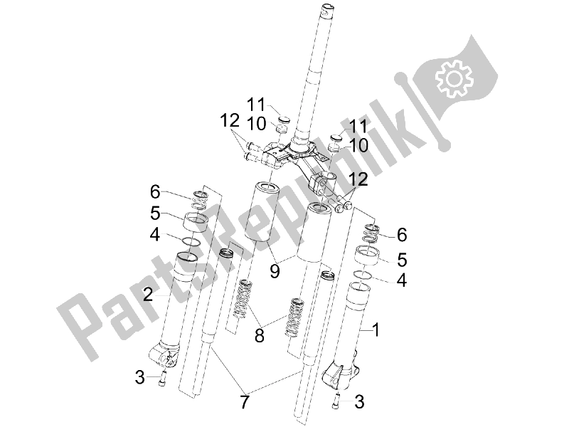 All parts for the Fork's Components (escorts) of the Piaggio Liberty 50 2T Sport UK 2006