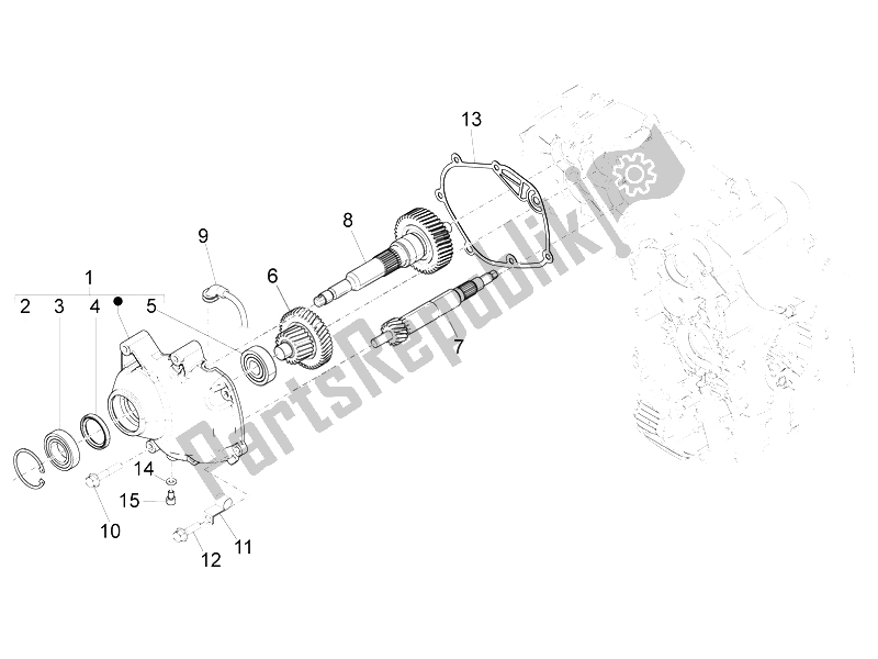 All parts for the Reduction Unit of the Piaggio MP3 500 Sport Business ABS USA 2015