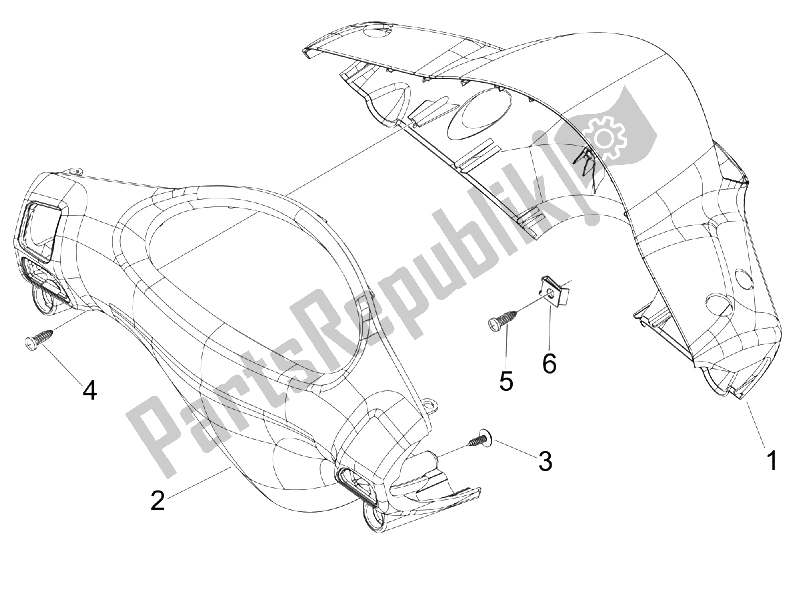 All parts for the Handlebars Coverages of the Piaggio FLY 150 4T E3 2008