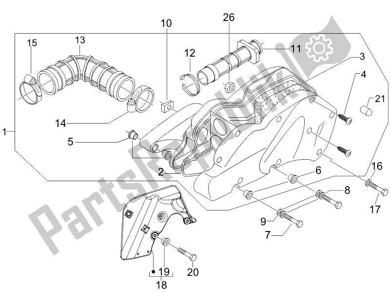 Toutes les pièces pour le Filtre à Air du Piaggio Beverly 125 E3 2007