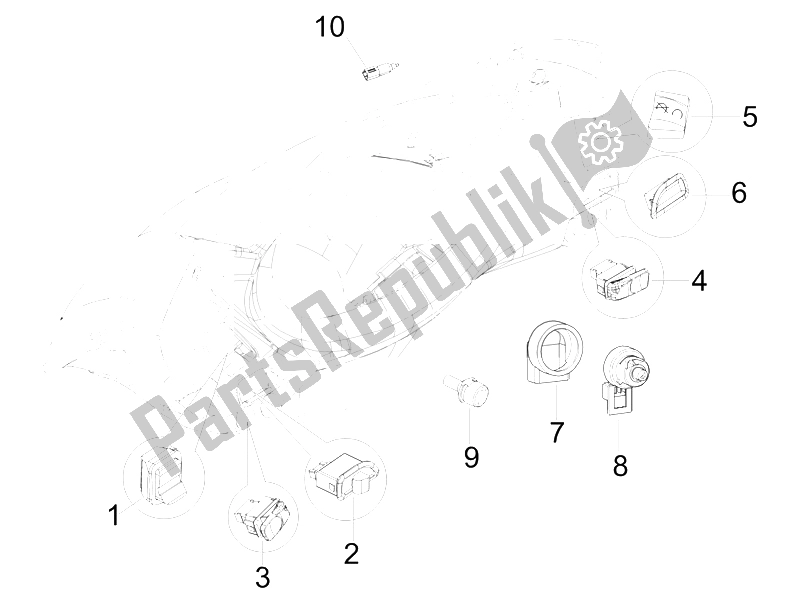 All parts for the Selectors - Switches - Buttons of the Piaggio X7 250 IE Euro 3 2008