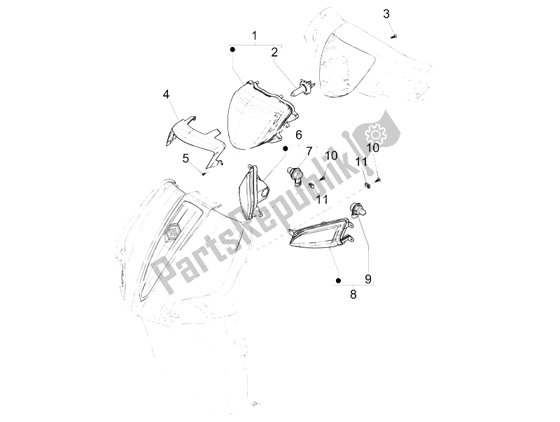 All parts for the Front Headlamps - Turn Signal Lamps of the Piaggio Liberty 150 Iget 4T 3V IE ABS EU 2015