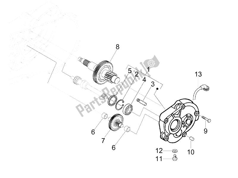 Tutte le parti per il Unità Di Riduzione del Piaggio FLY 50 4T 2V 25 30 KMH 2012