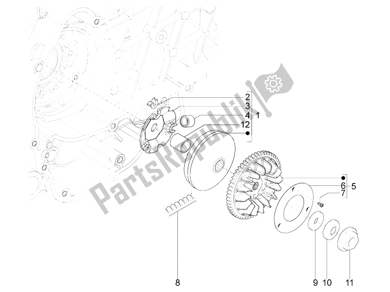 Toutes les pièces pour le Poulie Motrice du Piaggio Typhoon 125 4T 2V E3 2010