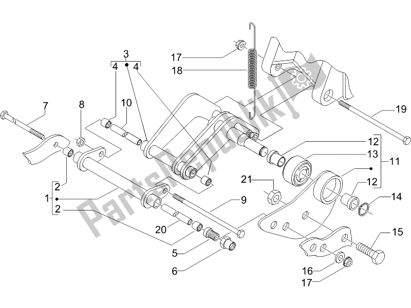 Toutes les pièces pour le Bras Oscillant du Piaggio X9 125 Evolution Euro 3 2007
