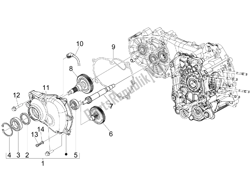 Tutte le parti per il Unità Di Riduzione del Piaggio MP3 300 4T 4V IE LT Ibrido 2010