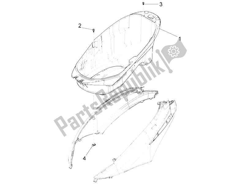 Toutes les pièces pour le Logement De Casque - Sous La Selle du Piaggio FLY 50 4T 4V USA 1 2014