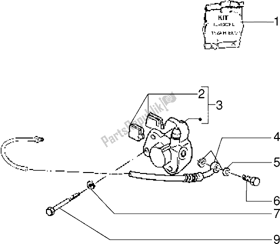 Tutte le parti per il Pinza Freno-cilindro Freno Anteriore del Piaggio Skipper 150 1998