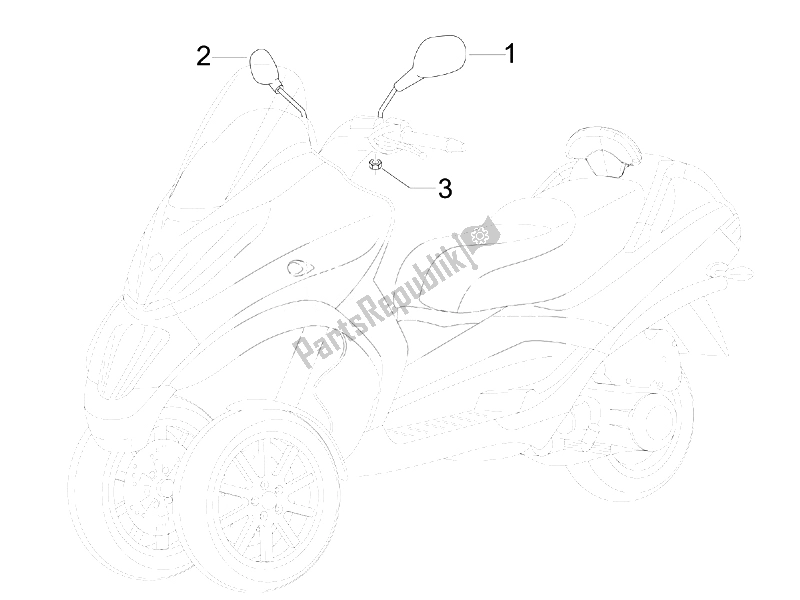 Toutes les pièces pour le Miroir (s) De Conduite du Piaggio MP3 300 4T 4V IE LT Ibrido 2010