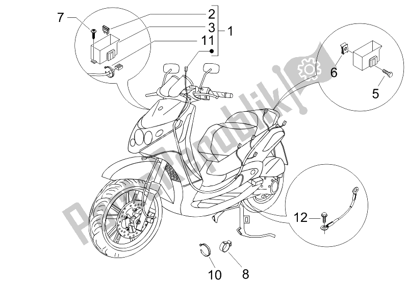 Tutte le parti per il Cablaggio Principale del Piaggio Beverly 125 E3 2007