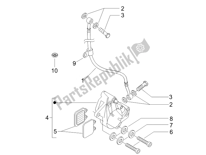 Todas las partes para Tubos De Frenos - Pinzas de Piaggio Liberty 125 4T PTT E3 A 2007