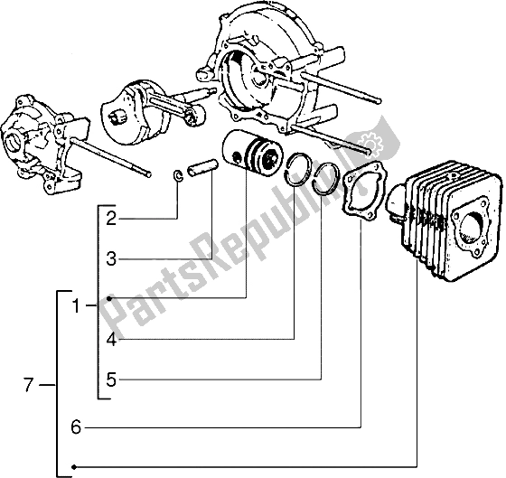 Toutes les pièces pour le Cylindre-piston, Assy du Piaggio Ciao M Y 99 1995