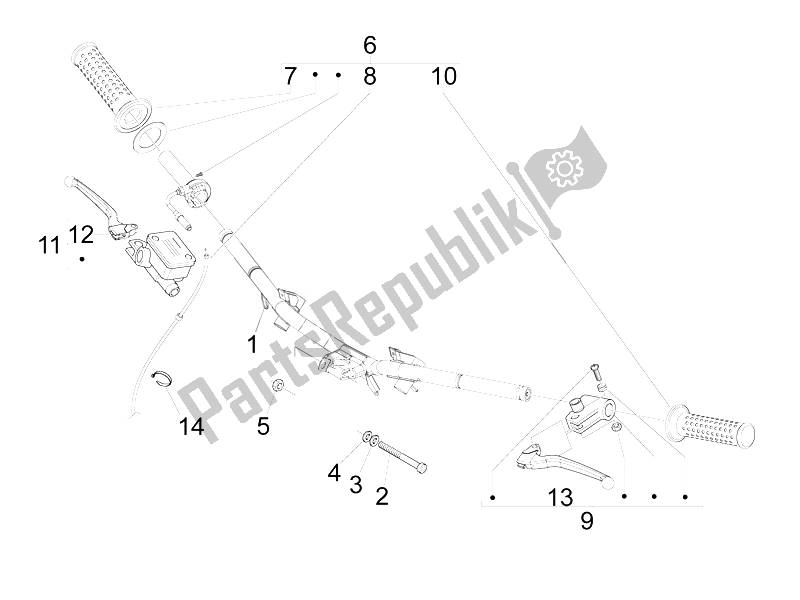 Toutes les pièces pour le Guidon - Master Cil. Du Piaggio FLY 50 4T 4V USA 1 2014