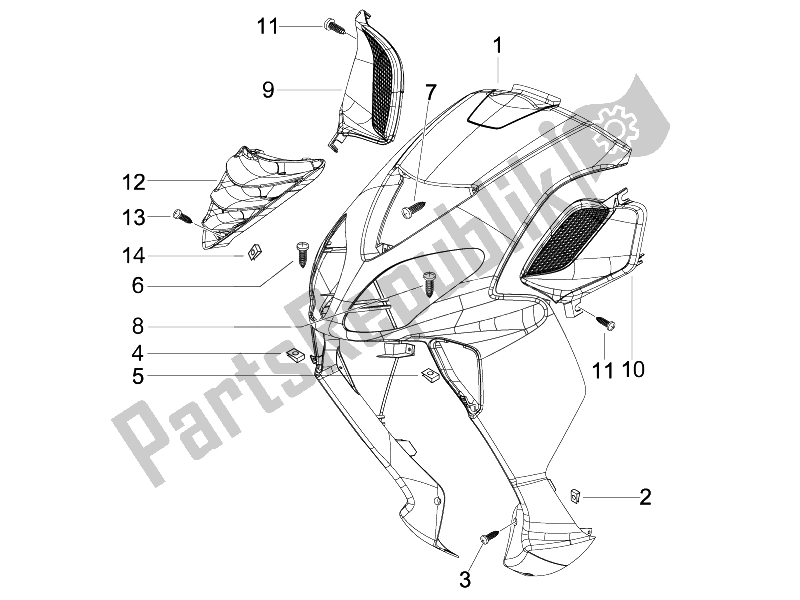 Toutes les pièces pour le Bouclier Avant du Piaggio NRG Power DT 50 2007