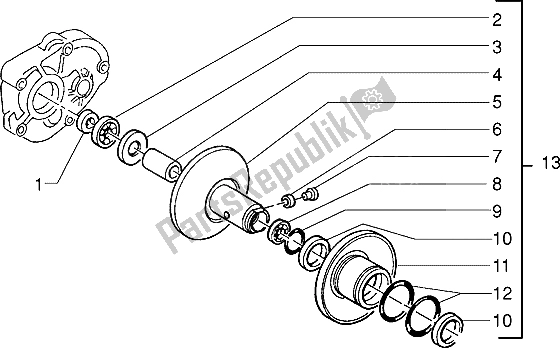 All parts for the Driven Half Pulley of the Piaggio Sfera RST 125 1995