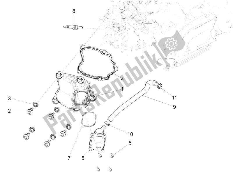 Toutes les pièces pour le Le Couvre-culasse du Piaggio X 10 125 4T 4V I E E3 2012