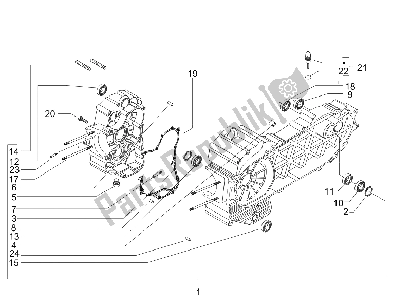 Tutte le parti per il Carter del Piaggio X9 500 Evolution USA 2006