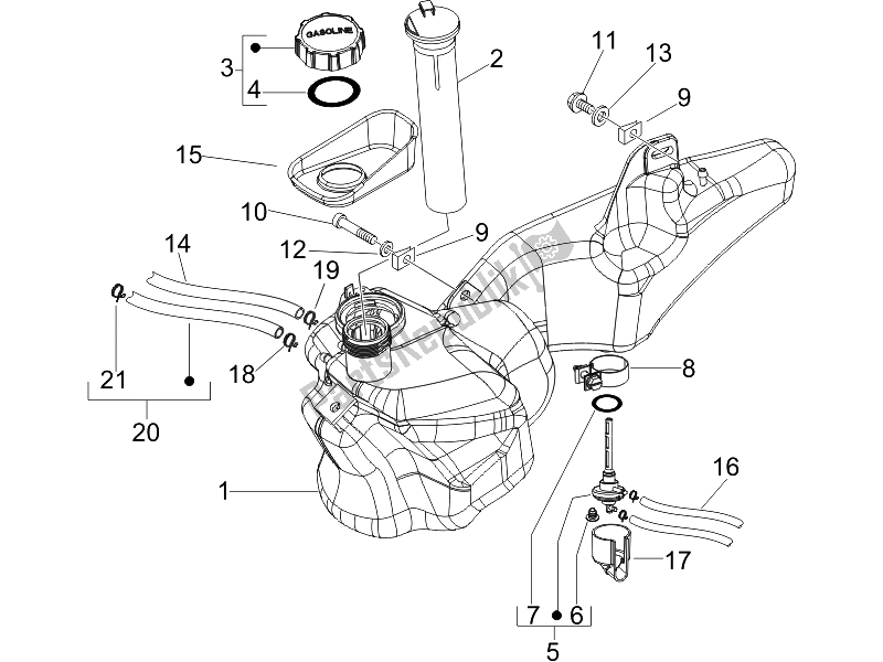 Toutes les pièces pour le Réservoir D'essence du Piaggio Liberty 125 4T PTT E3 F 2007