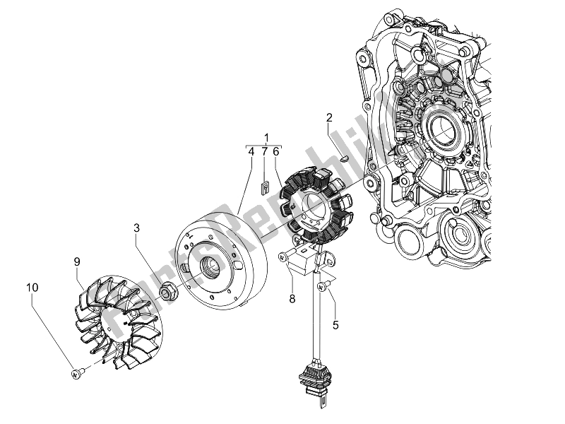 All parts for the Flywheel Magneto of the Piaggio Liberty 50 4T PTT D 2007