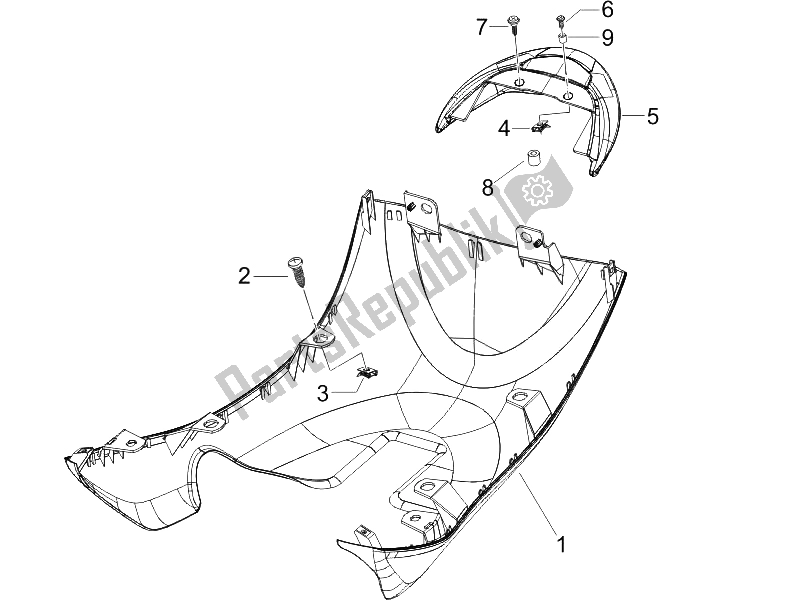 All parts for the Side Cover - Spoiler of the Piaggio ZIP 50 4T 2006