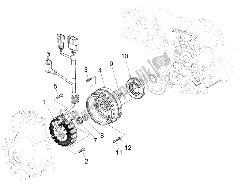 All parts for the Flywheel Magneto of the Piaggio X8 250 IE 2005