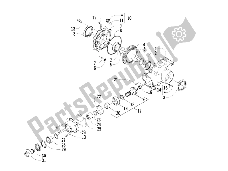 All parts for the Rear Transmission of the Piaggio Trackmaster 400 2006