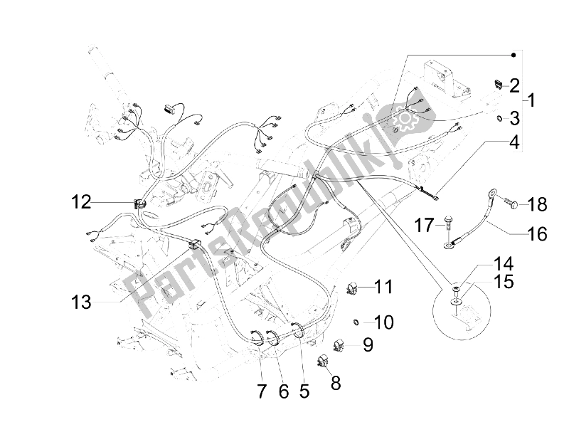 All parts for the Main Cable Harness of the Piaggio X7 250 IE Euro 3 2008