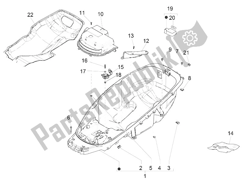 Todas las partes para Carcasa Del Casco - Debajo Del Sillín de Piaggio MP3 300 IE E4 LT Business Sport ABS EU 2016