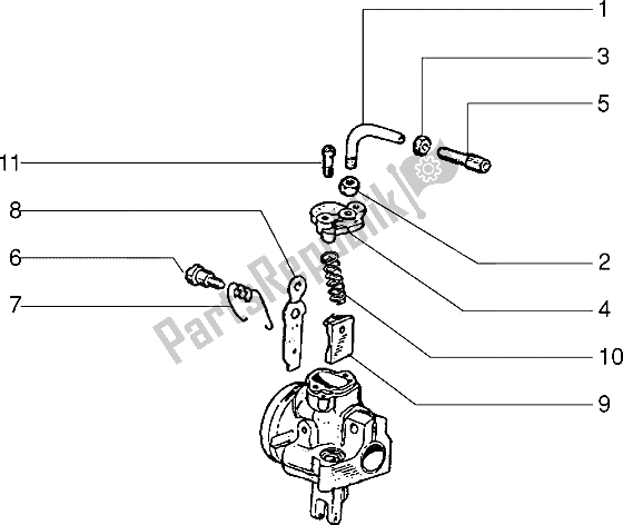 Alle onderdelen voor de Carburateur Onderdelen van de Piaggio Ciao M Y 99 1995