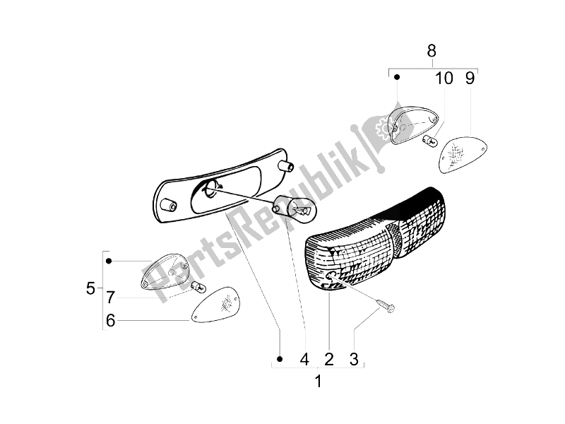All parts for the Rear Headlamps - Turn Signal Lamps of the Piaggio Typhoon 50 2T E2 2009