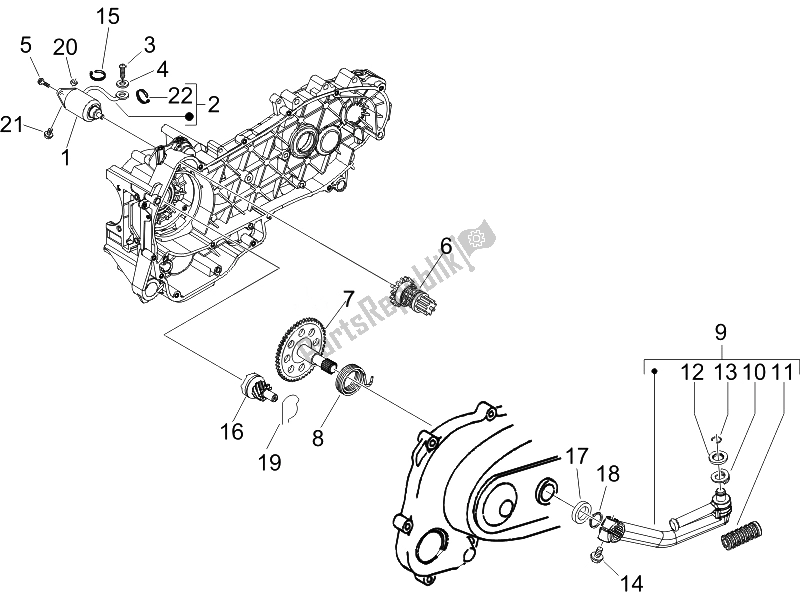 All parts for the Stater - Electric Starter of the Piaggio Liberty 50 4T Sport 2007